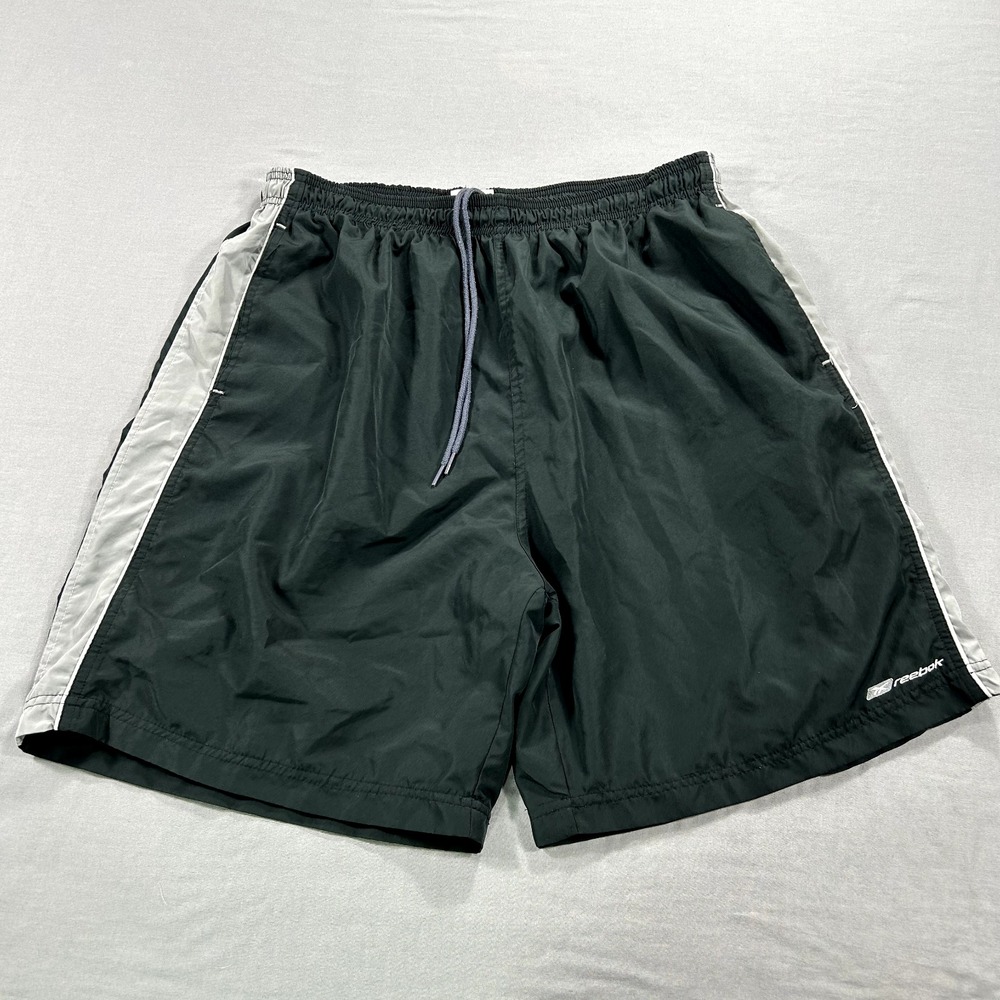 VINTAGE Reebok Swim Trunks Shorts Mens‎ 2XL XXL Black Mesh Lined Pockets 90s